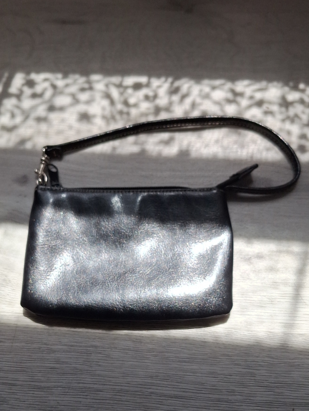 Classic Black Women's Wristlet Bag Vegan Minimalist
